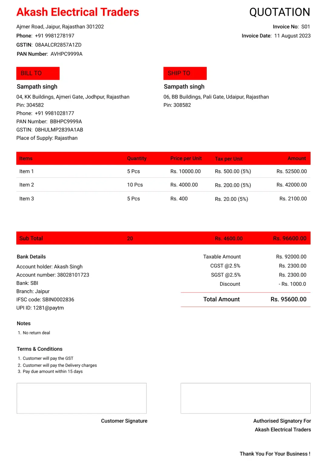 enterprise electrical shop quotation format to create professional quotation